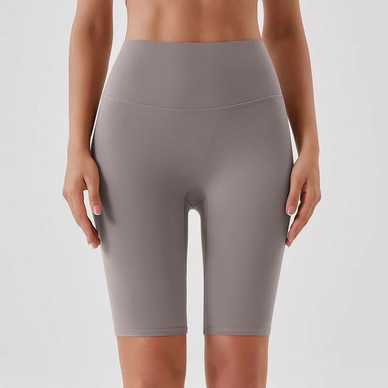 Athletic women's high waist tight shorts in gray, nylon blend, perfect for running and yoga, product code SF1667.